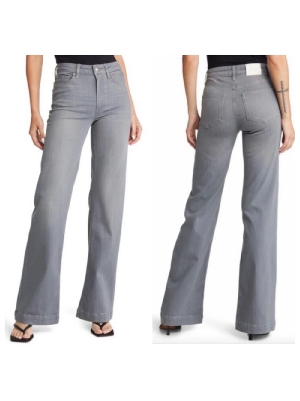 PAIGE Leenah High Rise Wide Leg‎ Jeans Deep Slate Grey Size 29